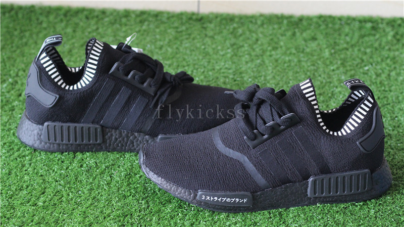 Real Boost Adidas NMD R1 Primeknit Blackout Triple Black